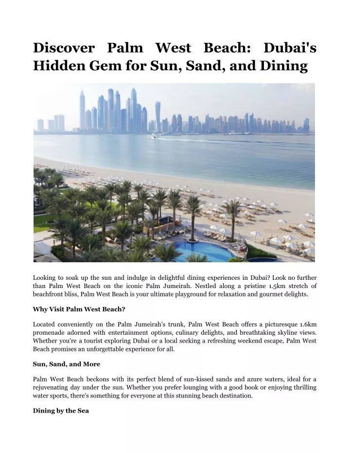 PPT - Discover Palm West Beach_ Dubai's Hidden Gem for Sun, Sand, and ...