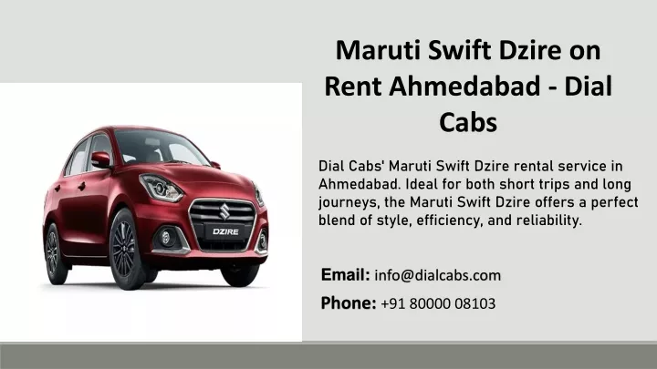 maruti swift dzire on rent ahmedabad dial cabs