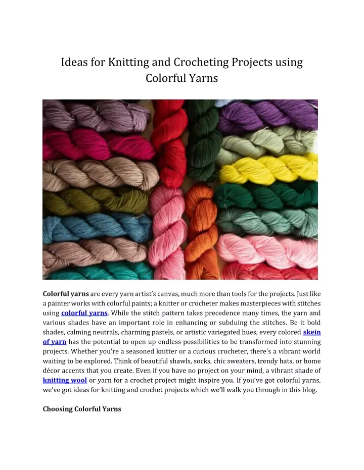 ideas for knitting and crocheting projects using