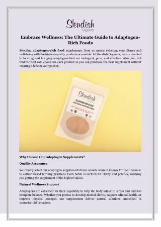 Embrace Wellness: The Ultimate Guide to Adaptogen-Rich Foods