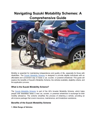 navigating suzuki motability schemes