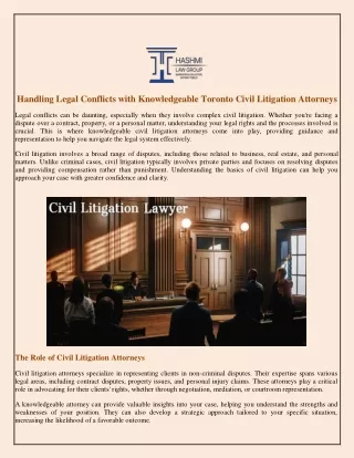 Handling Legal Conflicts with Knowledgeable Toronto Civil Litigation Attorneys