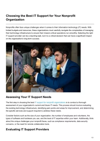 Choosing the Best IT Support for Your Nonprofit Organization