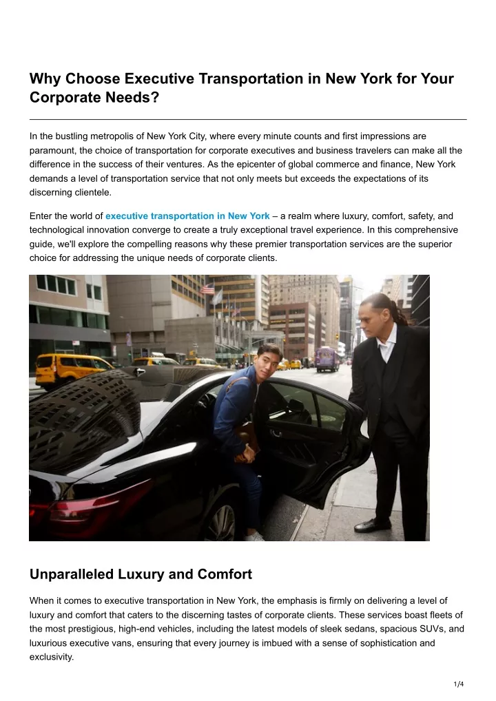 why choose executive transportation in new york