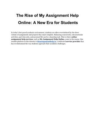 the rise of my assignment help