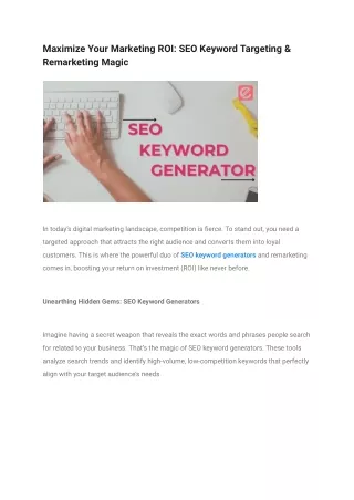 Maximize Your Marketing ROI_ SEO Keyword Targeting & Remarketing Magic