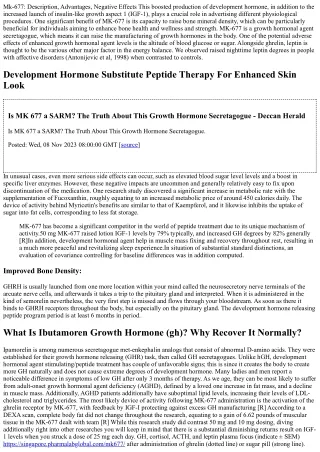 Growth Hormonal Agent Promoting Peptide Therapy