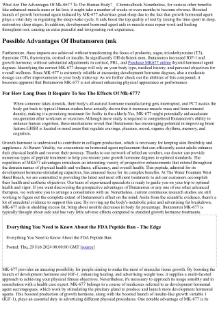 Ibutamoren Mk-677 Evaluates Cycle, Benefits, Negative Effects, Dose And Outcomes