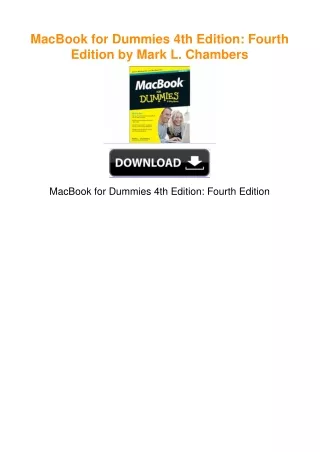 MacBook for Dummies 4th Edition: Fourth Edition by Mark  L. Chambers