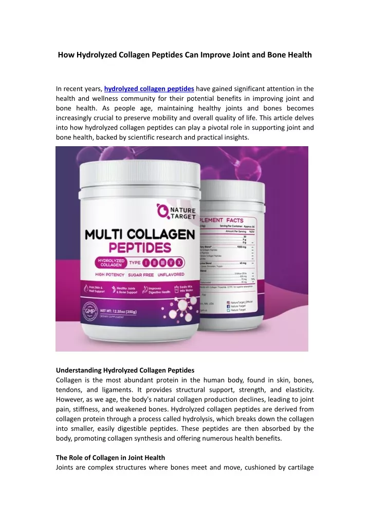 how hydrolyzed collagen peptides can improve