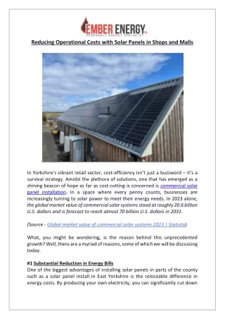 Solar Panels for Shops & Malls | Cut Costs in East Yorkshire