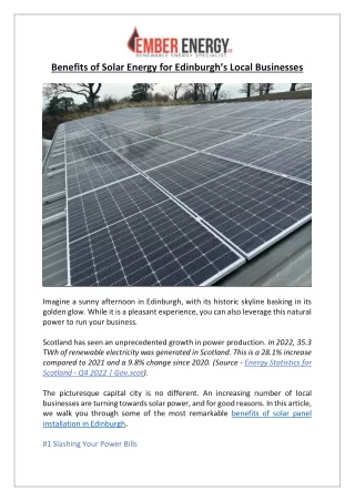 benefits of solar energy for edinburgh s local