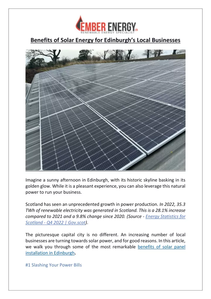 benefits of solar energy for edinburgh s local