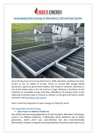 Aberdeen | Solar Panels for the Oil & Gas Sector