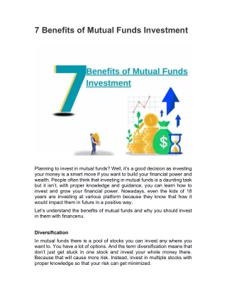 7 Benefits of Mutual Funds Investment-Financenu
