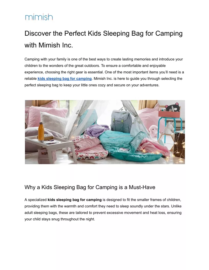 discover the perfect kids sleeping bag for camping