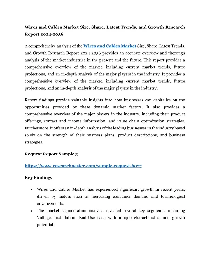 wires and cables market size share latest trends
