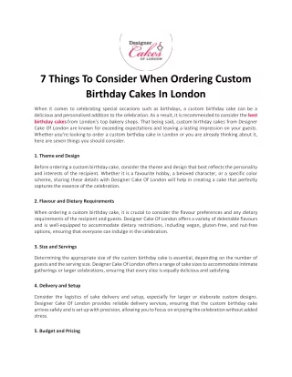 7 Things To Consider When Ordering Custom Birthday Cakes In London