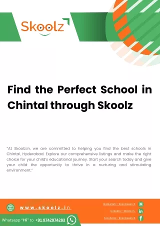 Find the Perfect School in Chintal through Skoolz