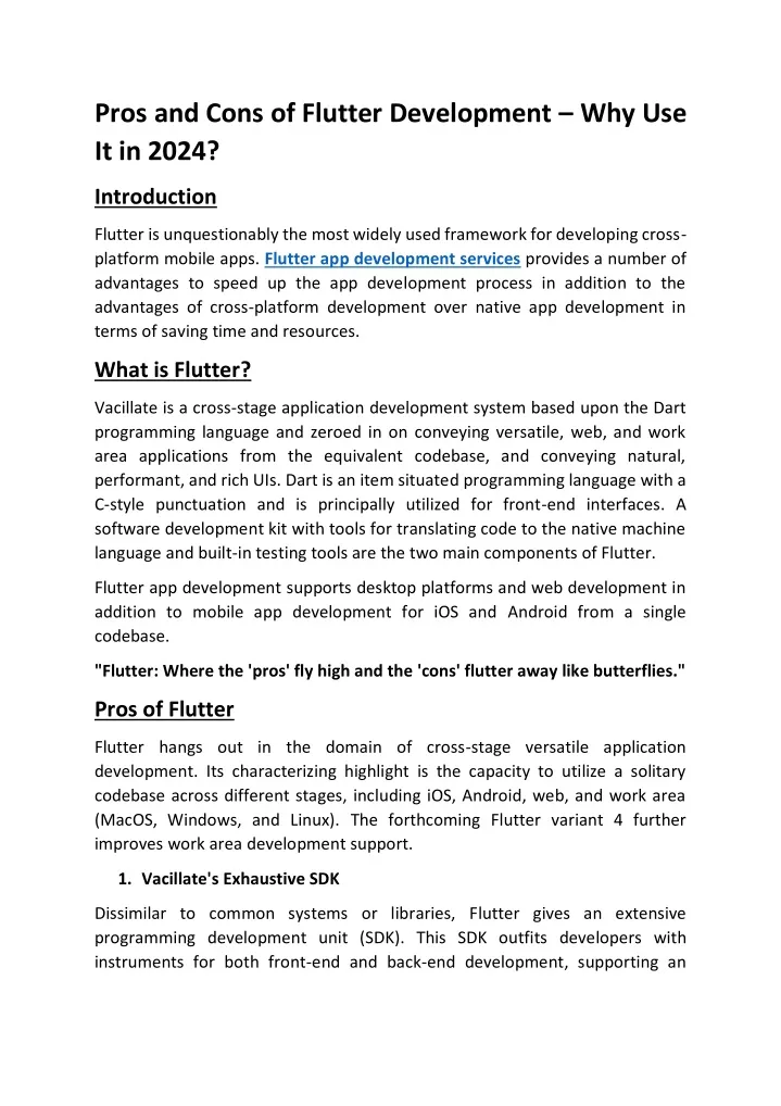 pros and cons of flutter development