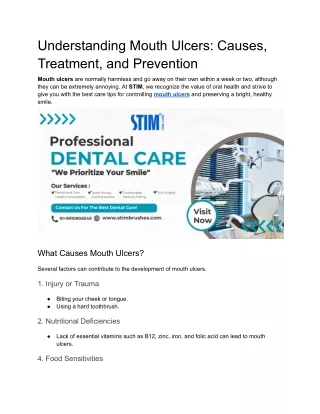 Understanding Mouth Ulcers: Causes, Treatment, and Prevention