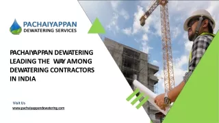 Pachaiyappan Dewatering: Top Well-Point Dewatering Contractors