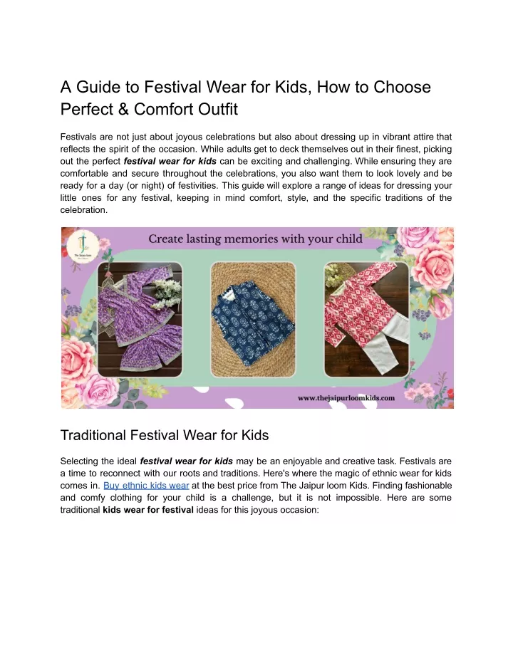 a guide to festival wear for kids how to choose