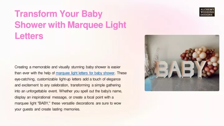 transform your baby shower with marquee light