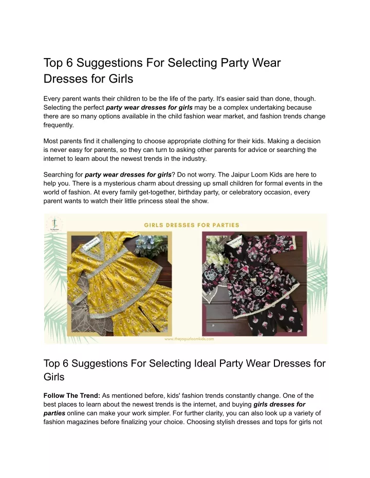 top 6 suggestions for selecting party wear