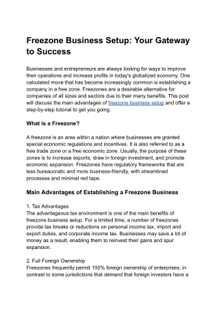 freezone business setup your gateway to success