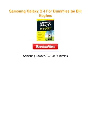 Samsung Galaxy S 4 For Dummies by Bill Hughes