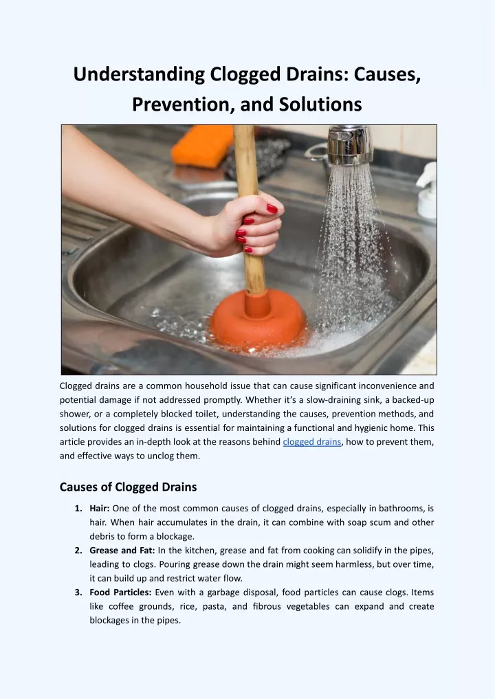 understanding clogged drains causes prevention