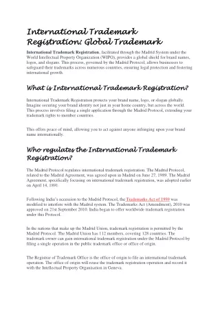 International Trademark Registratio1