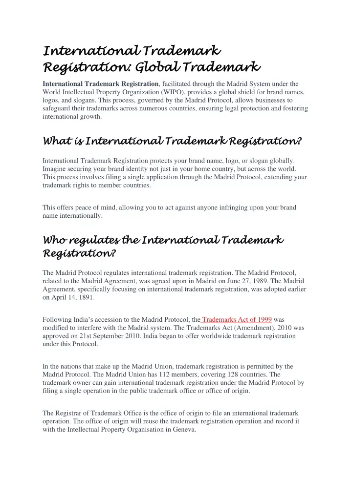 international trademark international trademark