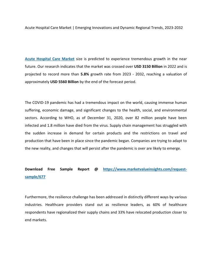 acute hospital care market emerging innovations