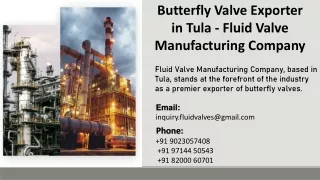 Butterfly Valve Exporter in Tula - Fluid Valve Manufacturing Company