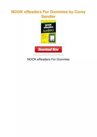 NOOK eReaders For Dummies by Corey Sandler