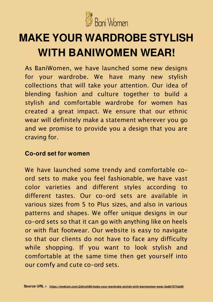 make your wardrobe stylish with baniwomen wear