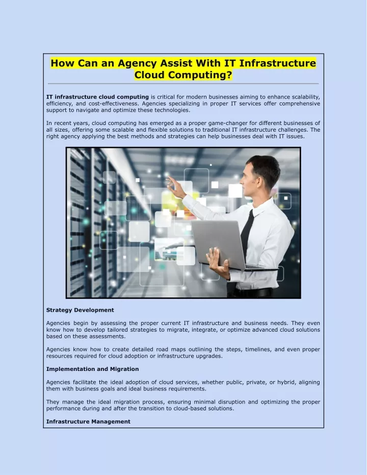 how can an agency assist with it infrastructure