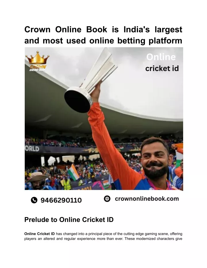 PPT - Crown Online Book is India's largest and most used online betting ...