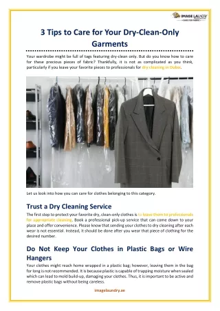 3 Tips to Care for Your Dry-Clean-Only Garments