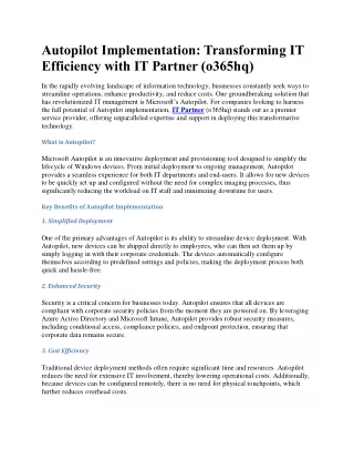 Autopilot Implementation - IT Partner