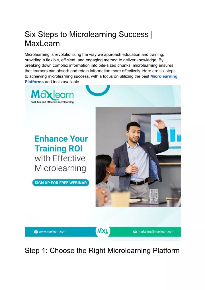 six steps to microlearning success maxlearn