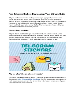 Free Telegram Stickers Downloader_ Your Ultimate Guide