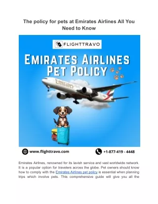 Emirates Airlines Pet Policy
