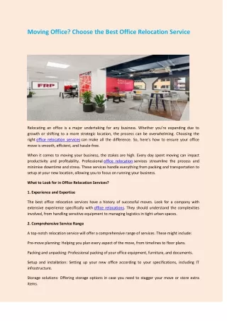 moving office choose the best office relocation