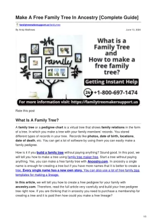 Make A Free Family Tree In Ancestry