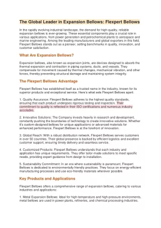 The Global Leader in Expansion Bellows- Flexpert Bellows
