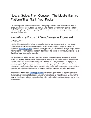 The Mobile Gaming Platform That Fits in Your Pocket