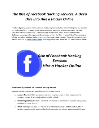 The Rise of Facebook Hacking Services A Deep Dive into Hire a Hacker Online